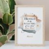 Blessed in faith wall art in a beige frame