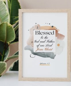 Blessed in faith wall art in a beige frame