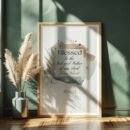 front view of Blessed in faith wall art in a dark green room