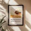 Feminine Psalm Wall Art on the beige wall, next to a palm tree