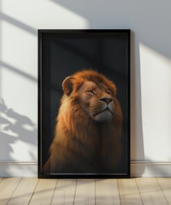 lion on the black bqackground in Jesus the Lion and the Lamb Wall Art