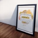 side view of John 3:16 Wall Art in a black frame