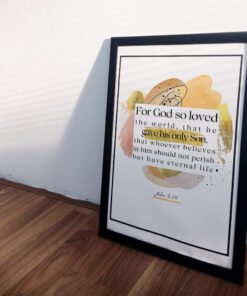 side view of John 3:16 Wall Art in a black frame