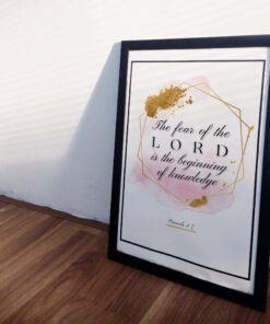 side view of Proverbs 17 Biblical Wall Art in a black frame