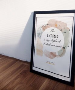 side view of Psalm 23 Wall Art in the white room