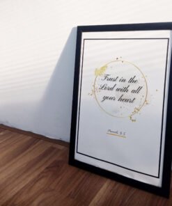 side view of Trust in the Lord Wall Art in a white room