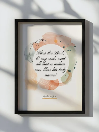 Framed wall art with Psalm 103:1 blessing