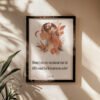 blessed woman wall art on the beige wall surrounded with palm leaves