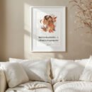 blessed woman wall art hung in a modern, white living room