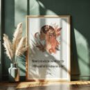 blessed woman wall art in a dark green room with yellow plants next to it