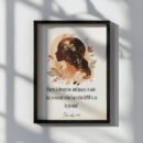 proverbs 31:30 wall art in a black frame hung on the white wall