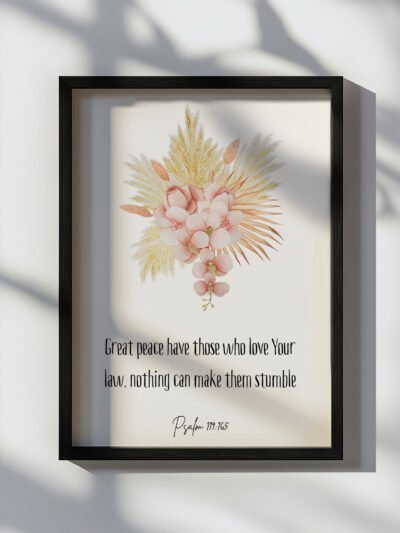 psalm 119 wall art in a black frame on the white background