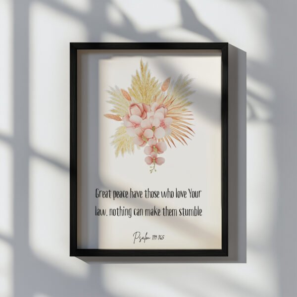 psalm 119 wall art in a black frame on the white background