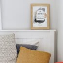 Psalm 34 Wall Art in a white bedroom above a white bedframe