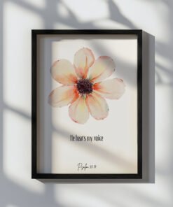 psalm 55 wall art in a black frame on the white background