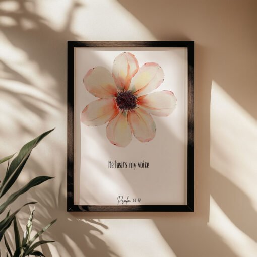 framed psalm 55 wall art on the beige wall