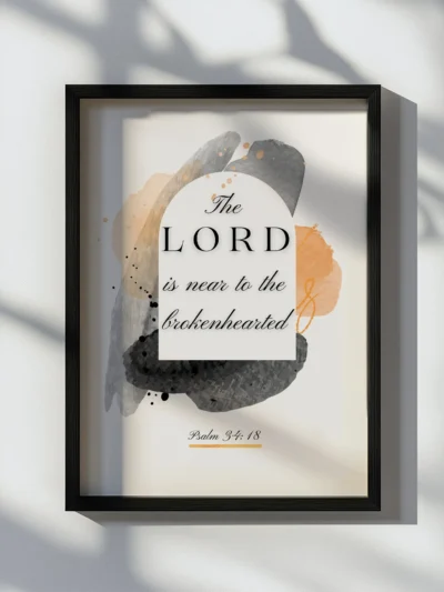 Psalm 34:18 framed Christian wall art